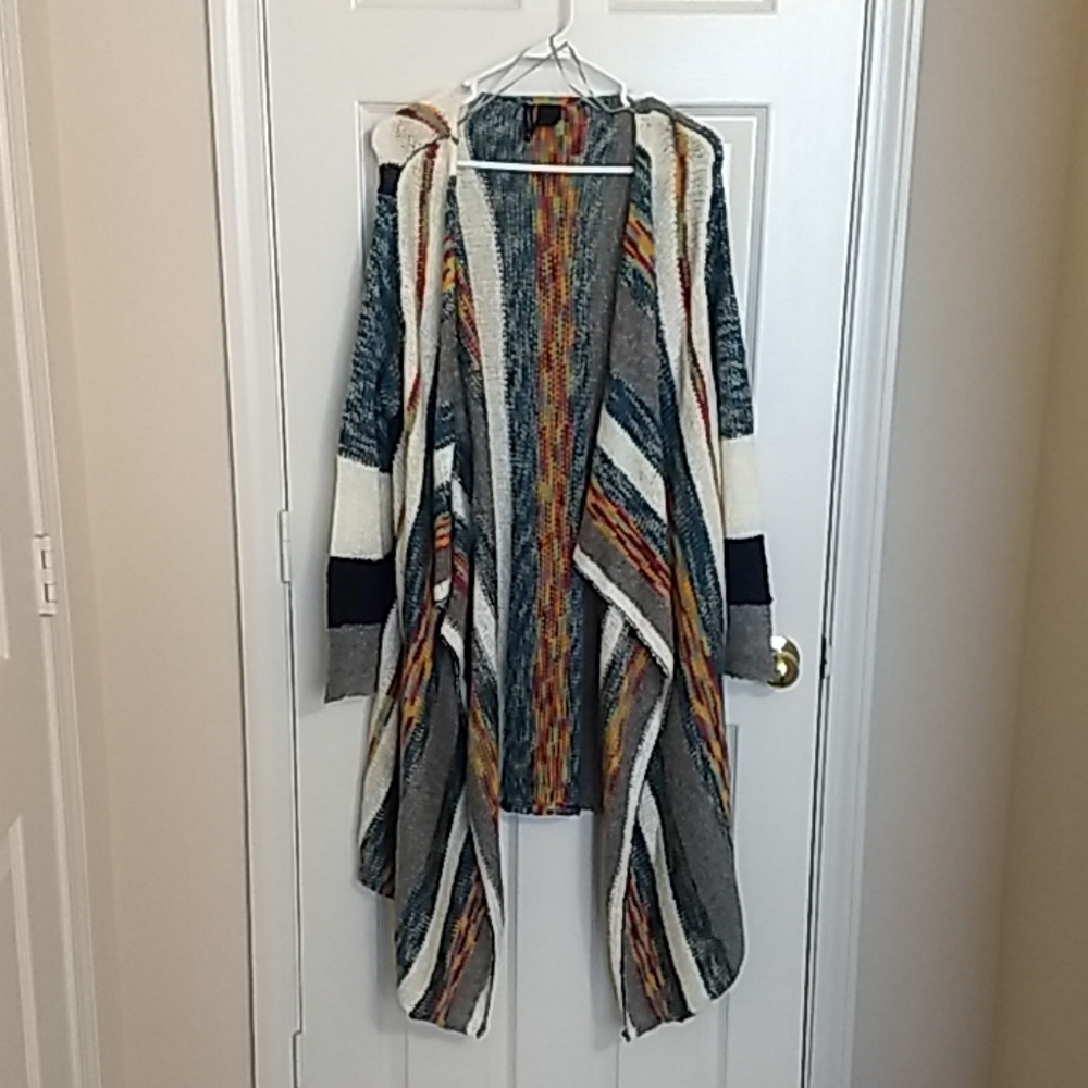 Multi Colored Long Sleeve Knit Cardigan